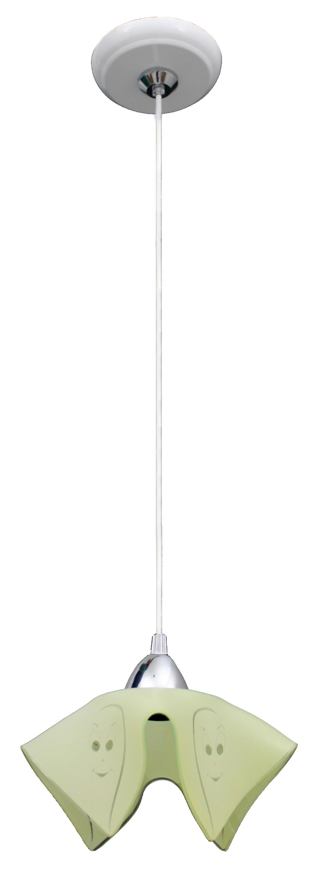 Pendente Classic Infantil Branco Com 1 Tulipa Papoula Amarela Fantasminha Com Acabamento Cromado