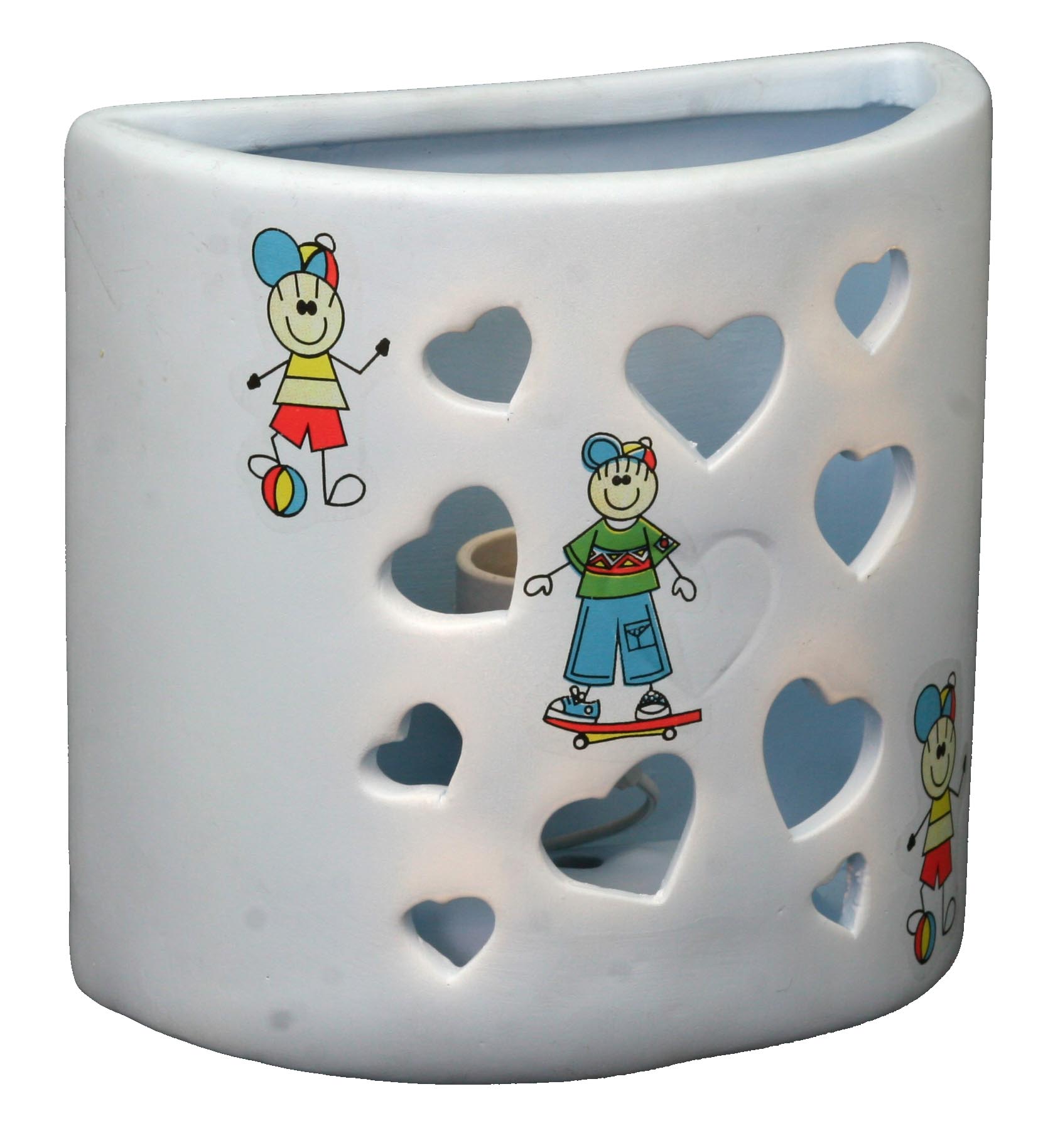 Arandela Porcelana Infantil Coracao Azul