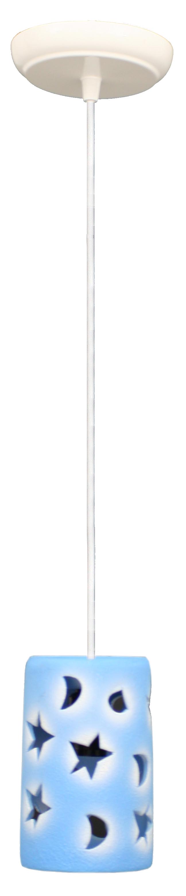 Pendente Porcelana Tubo Astral Azul Pequeno