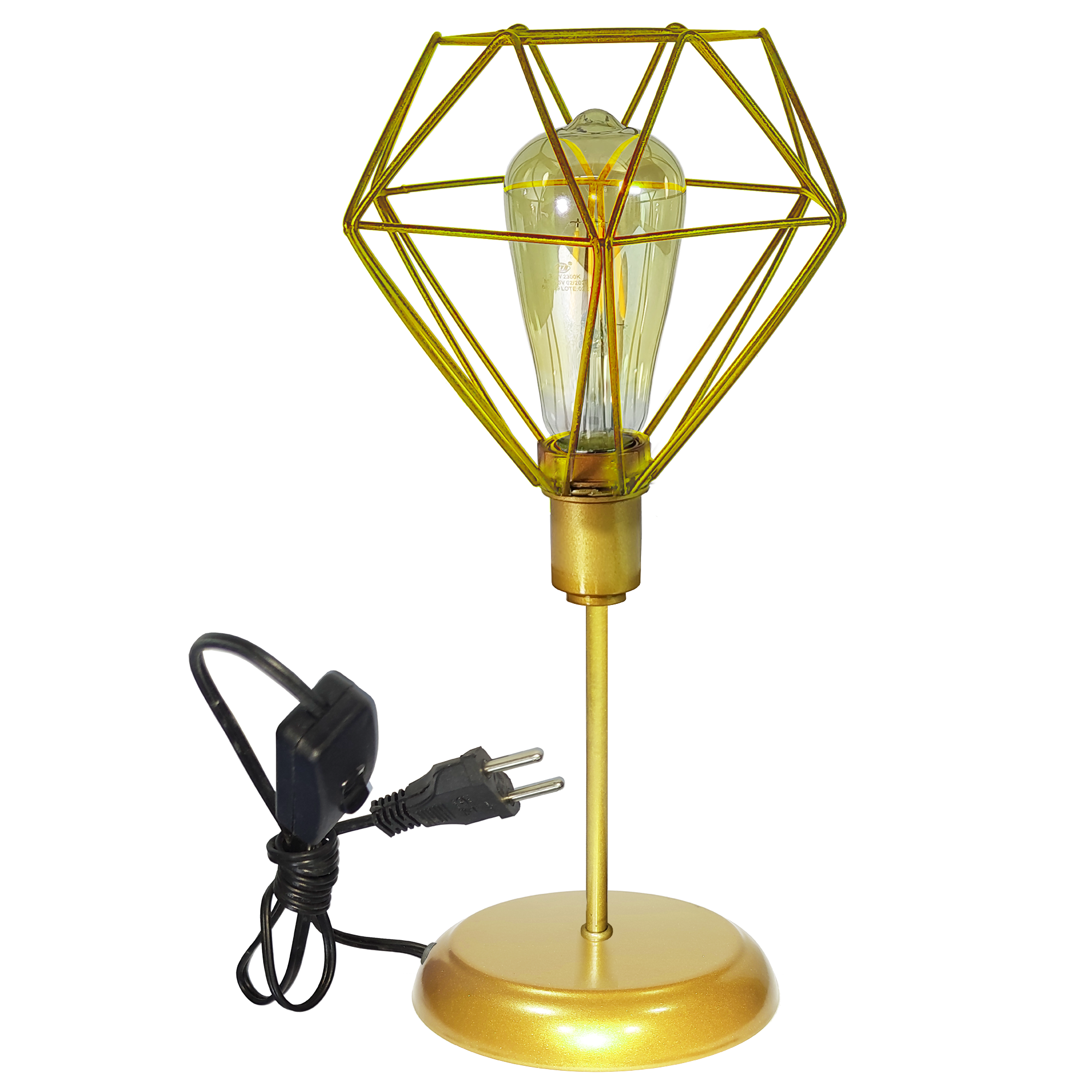 Abajur Classico Aramado Diamante Dourado                                                            