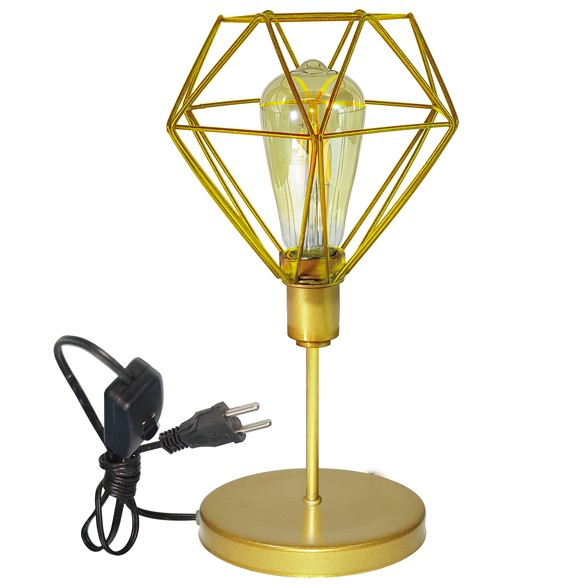 Abajur Mini Aramado Diamante Dourado                                                                