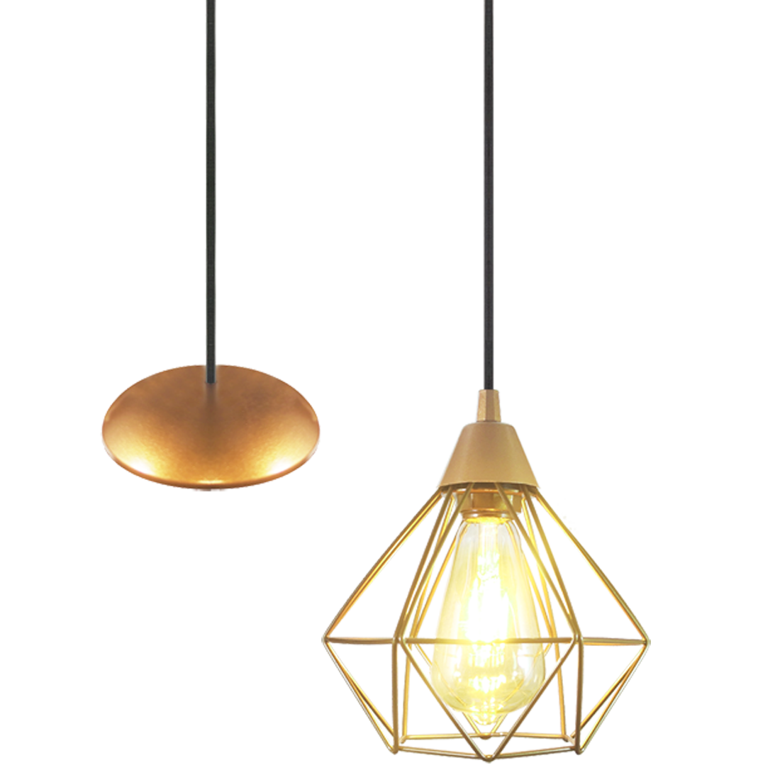 Pendente Aramado Diamante Medio Cor Dourado                                                         