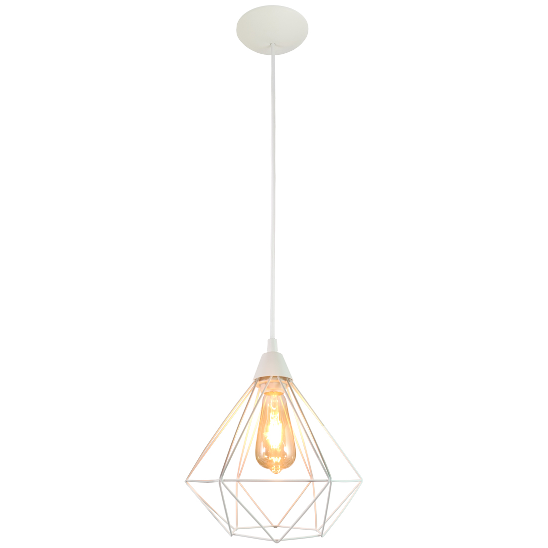 Pendente Aramado Diamante Grande Cor Branco