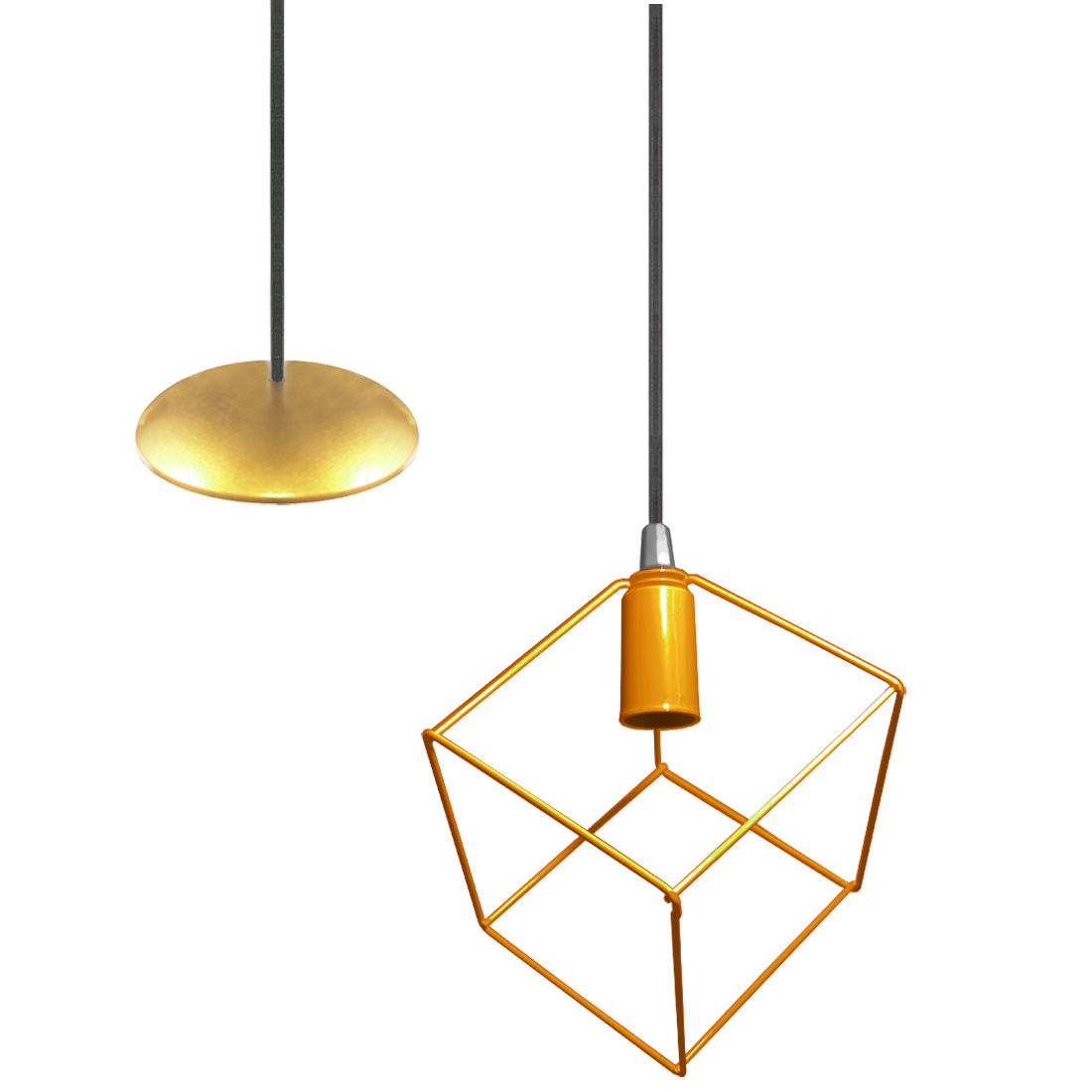 Pendente Aramado Cubo Dourado                                                                       