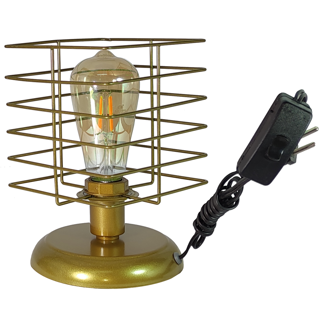 Abajur Aramado Boxy Dourado                                                                         