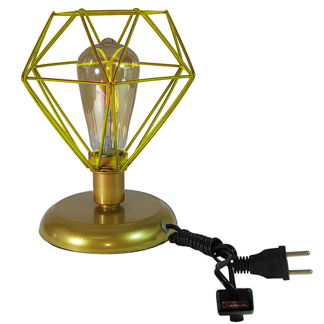 Abajur Aramado Diamante Pequeno Cor Dourado                                                         