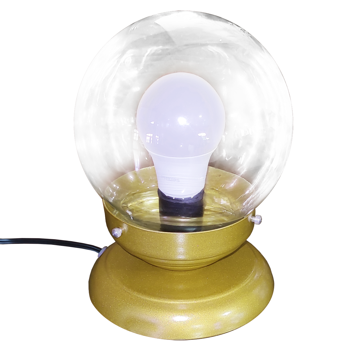 Abajur Bola de Cristal Dourado com Esfera 10x15 transparente                                        