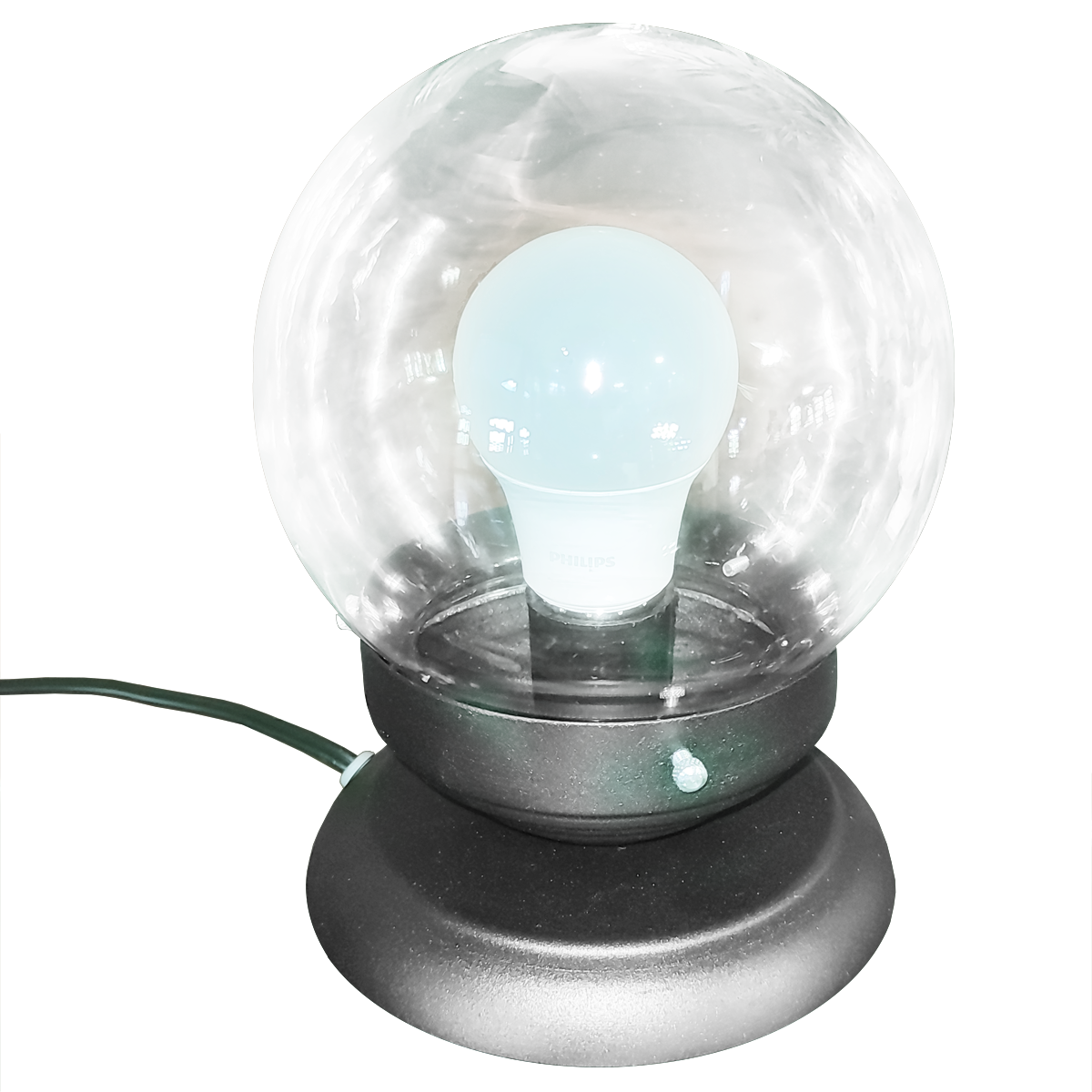 Abajur Bola de Cristal Preto com Esfera 10x15 transparente                                          