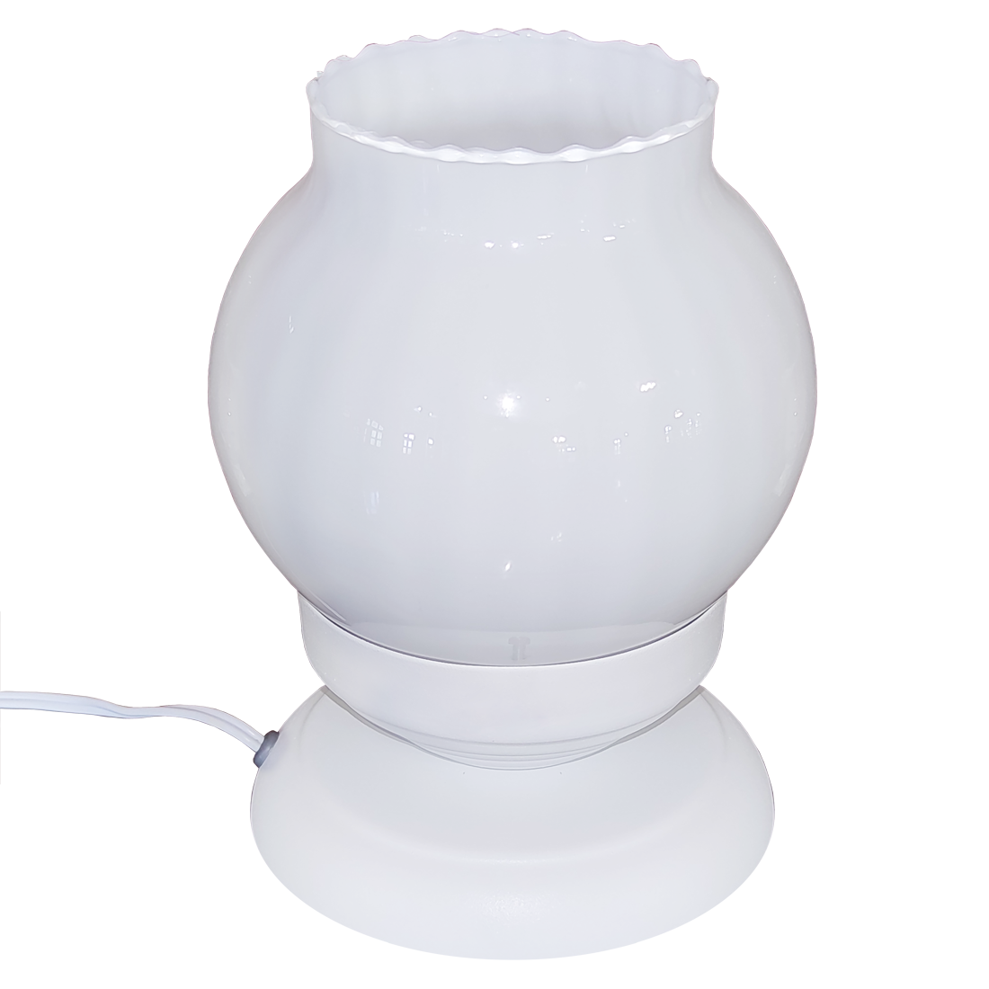 Abajur Sensitive Branco Com Bola Americana Babada LV Branco Brilho                                  