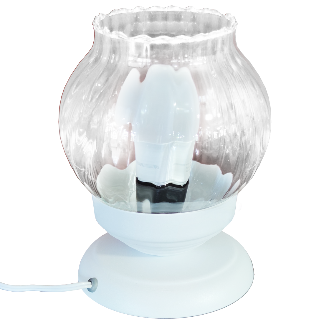 Abajur Sensitive Branco Com Bola Americana Babada LV Transparente                                   