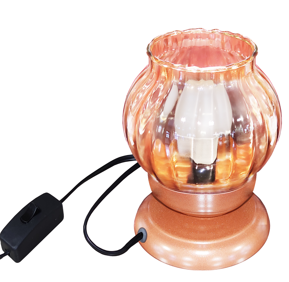 Abajur Sensitive Cobre Com Bola Americana Babada LV Ambar                                           