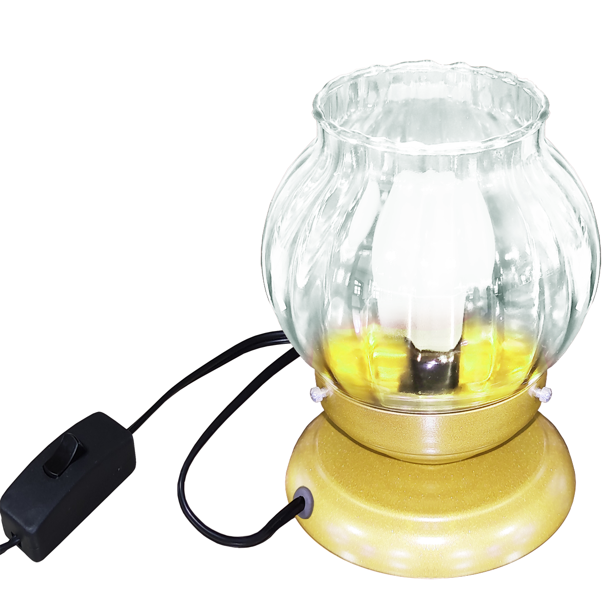 Abajur Sensitive Dourado Com Bola Americana Babada LV Transparente                                  