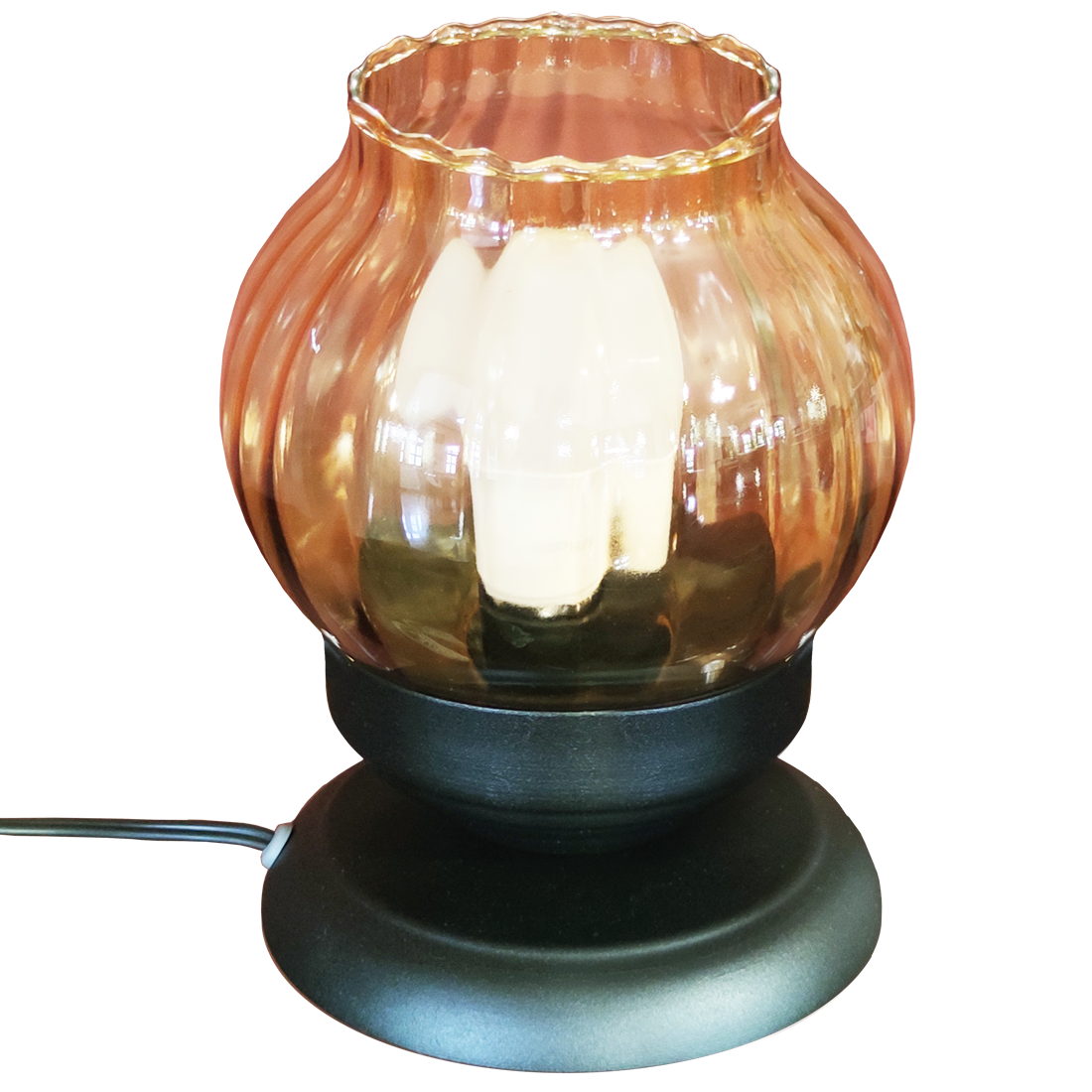 Abajur Sensitive Preto Com Bola Americana Babada Ambar                                              