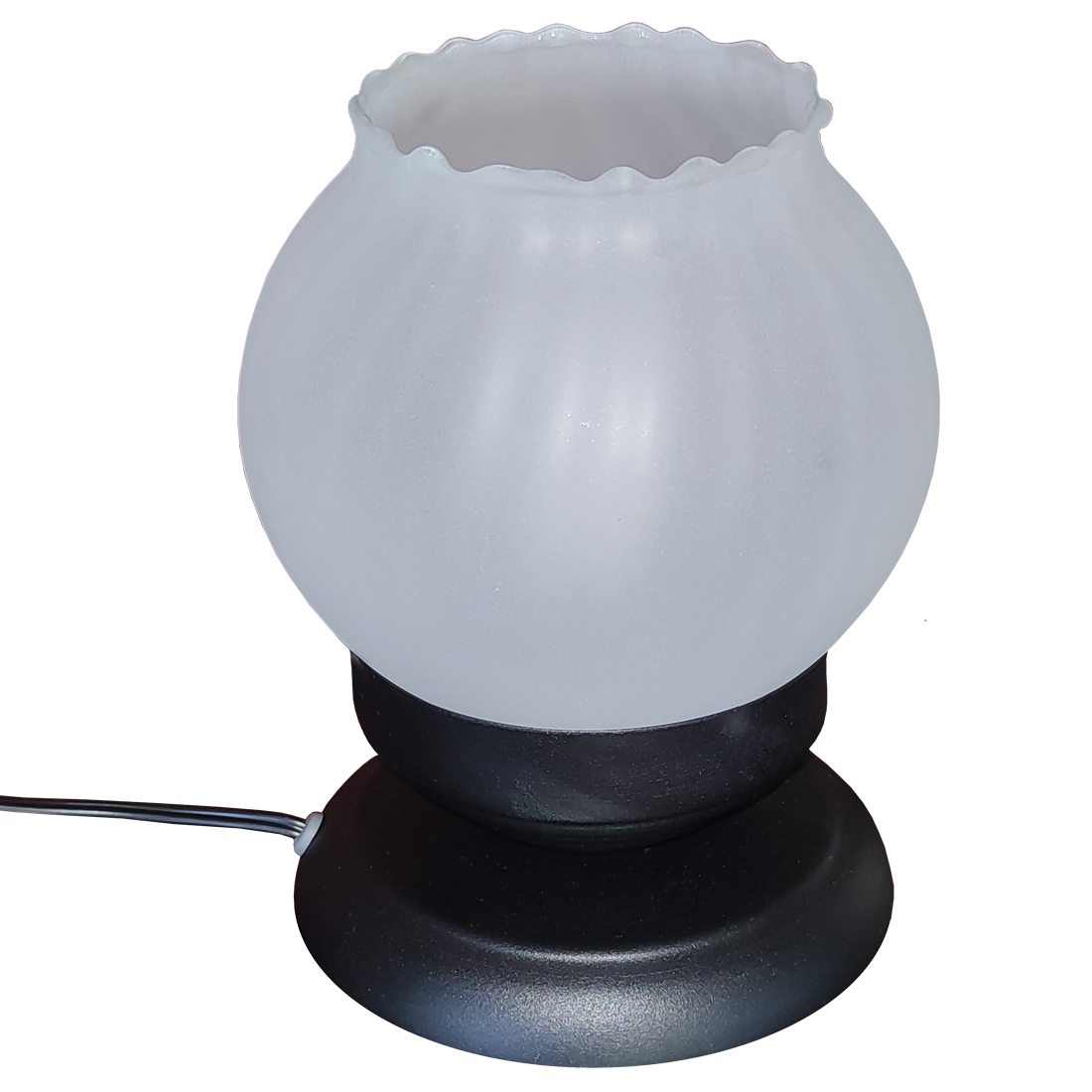 Abajur Sensitive Preto Com Bola Americana Babada Fosca                                              