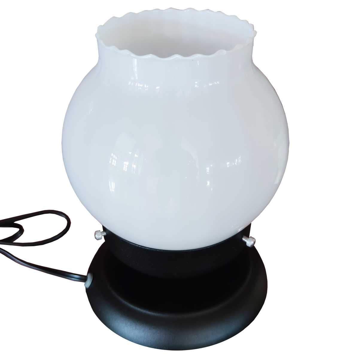 Abajur Sensitive Preto Com Bola Americana Babada LV Branco Brilho                                   