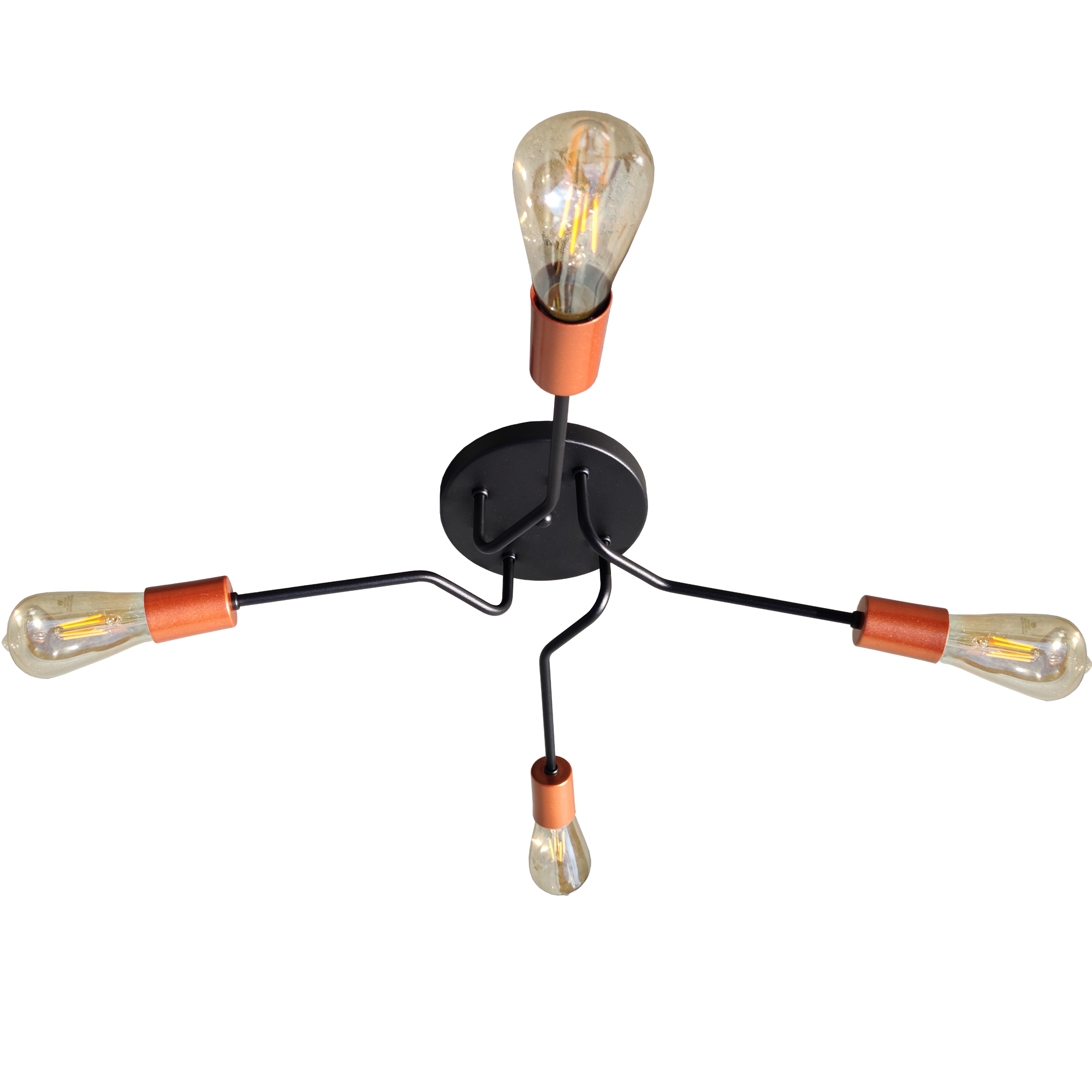 Lustre Sputnik Preto Com Cobre /4                                                                   