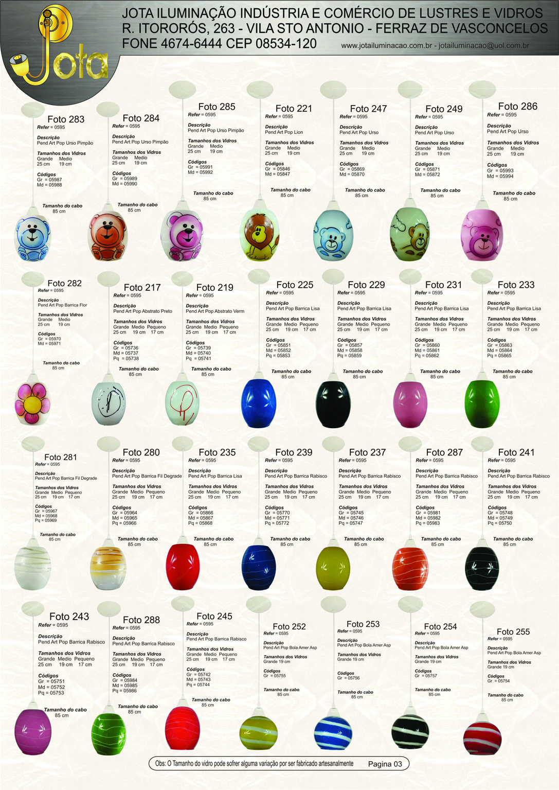 P�gina 04 - Linha de Pendentes com Vidro Decorado (Parte 01)