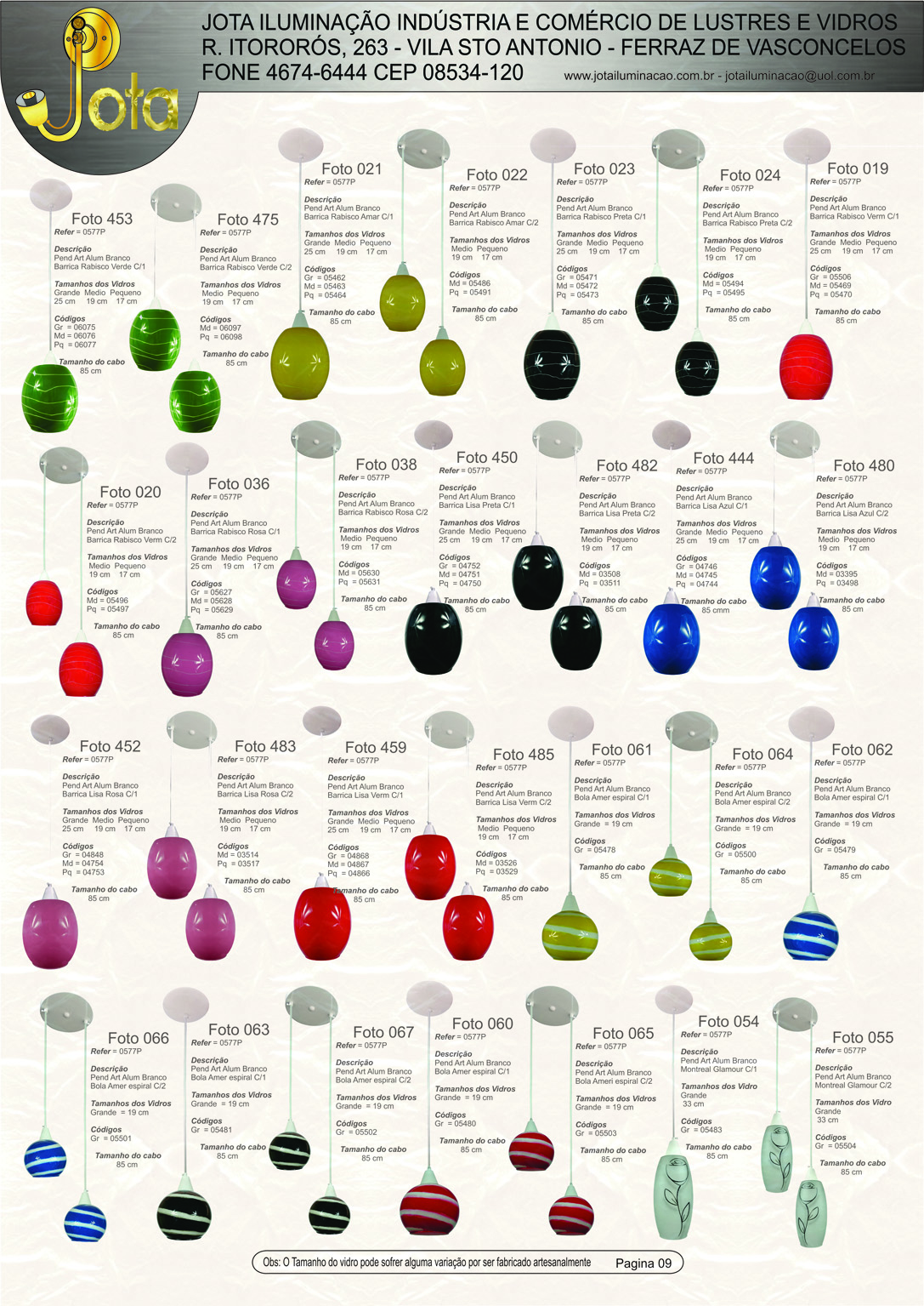 P�gina 08 - Linha de Pendentes com Vidro Decorado (Parte 05)