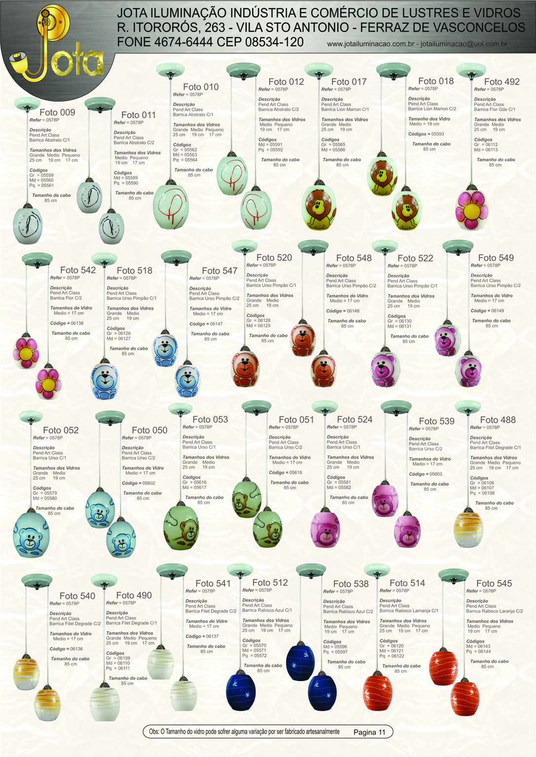 P�gina 09 - Linha de Pendentes com Vidro Decorado (Parte 06)